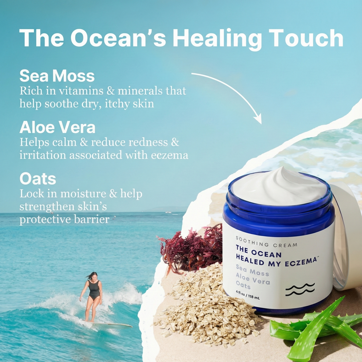 Natural Eczema & Psoriasis Relief Cream – Sea Moss & Oatmeal