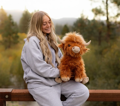 Highland Cow Weighted Stuffed Animals with Unscented Microwavable Heating Pad, Cute Coolable Heatable Weighted Plush Warm Gift for Kids & Adults