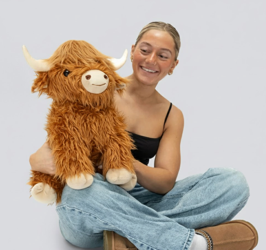 Highland Cow Weighted Stuffed Animals with Unscented Microwavable Heating Pad, Cute Coolable Heatable Weighted Plush Warm Gift for Kids & Adults