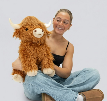 Highland Cow Weighted Stuffed Animals with Unscented Microwavable Heating Pad, Cute Coolable Heatable Weighted Plush Warm Gift for Kids & Adults